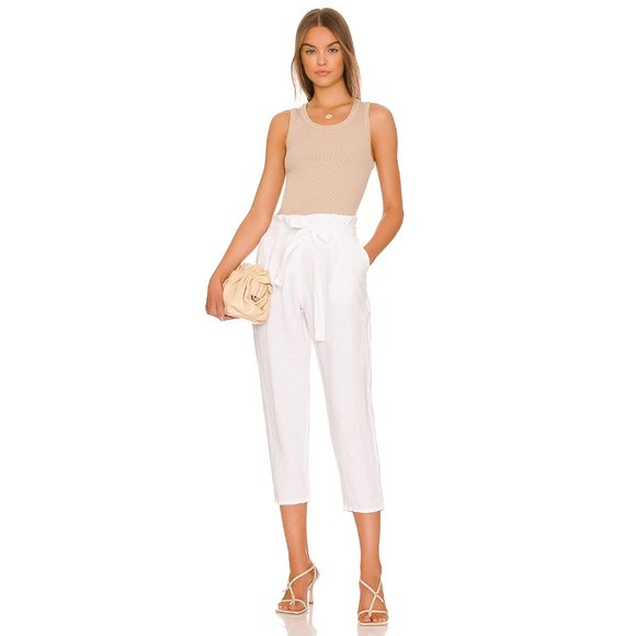L'AGENCE Pants - NWT L'AGENCE 100% Linen Heather PaperBag Pants in Blanc